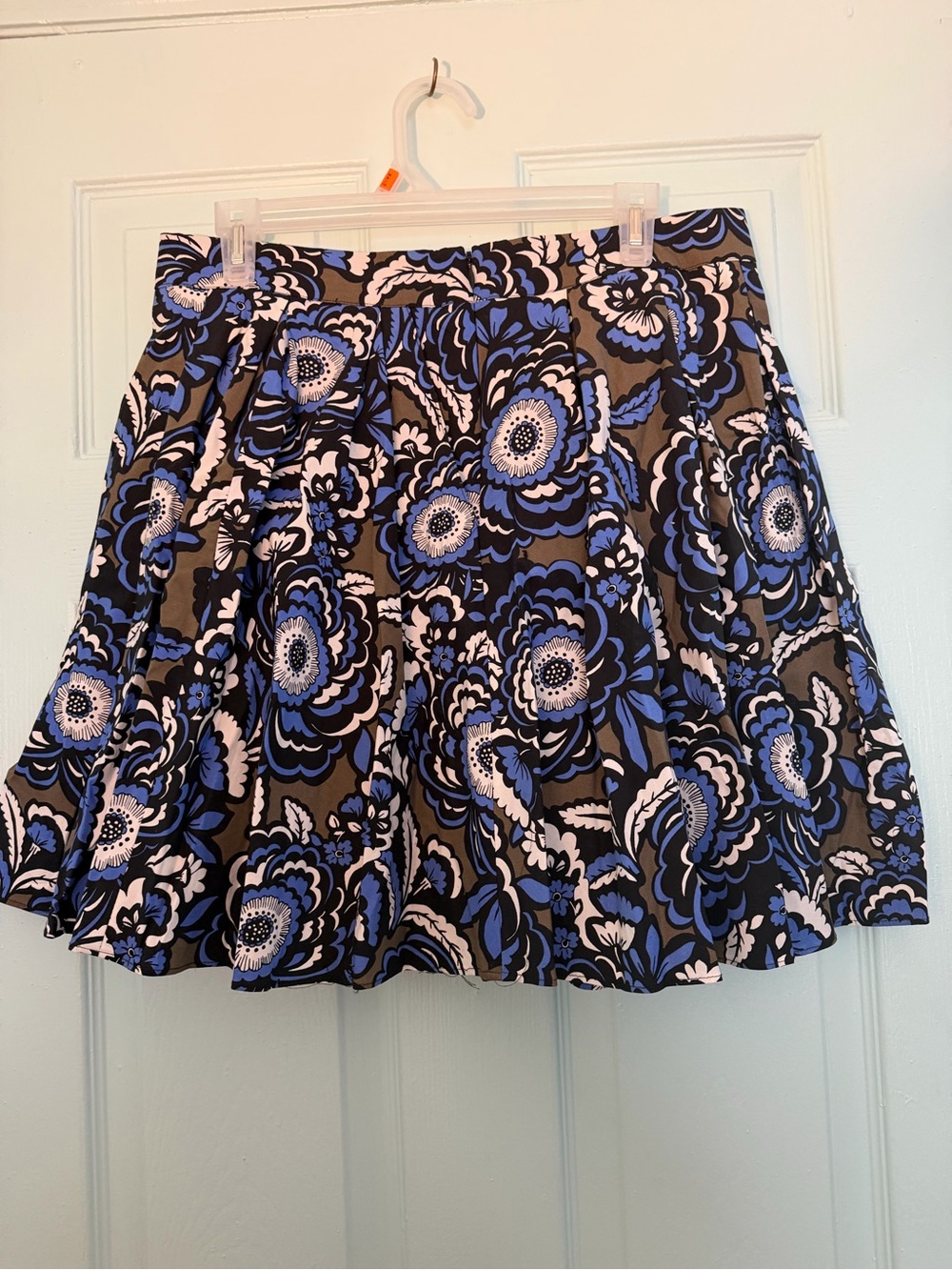 Express Blue and Black Floral Circle Skirt